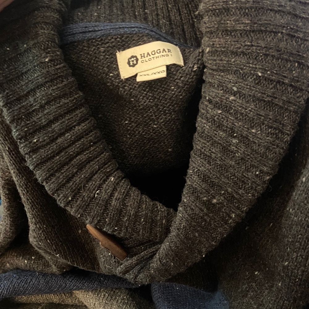 Haggar Men’s Shawl Collar Crewneck Sweater - Charcoal blue XXL